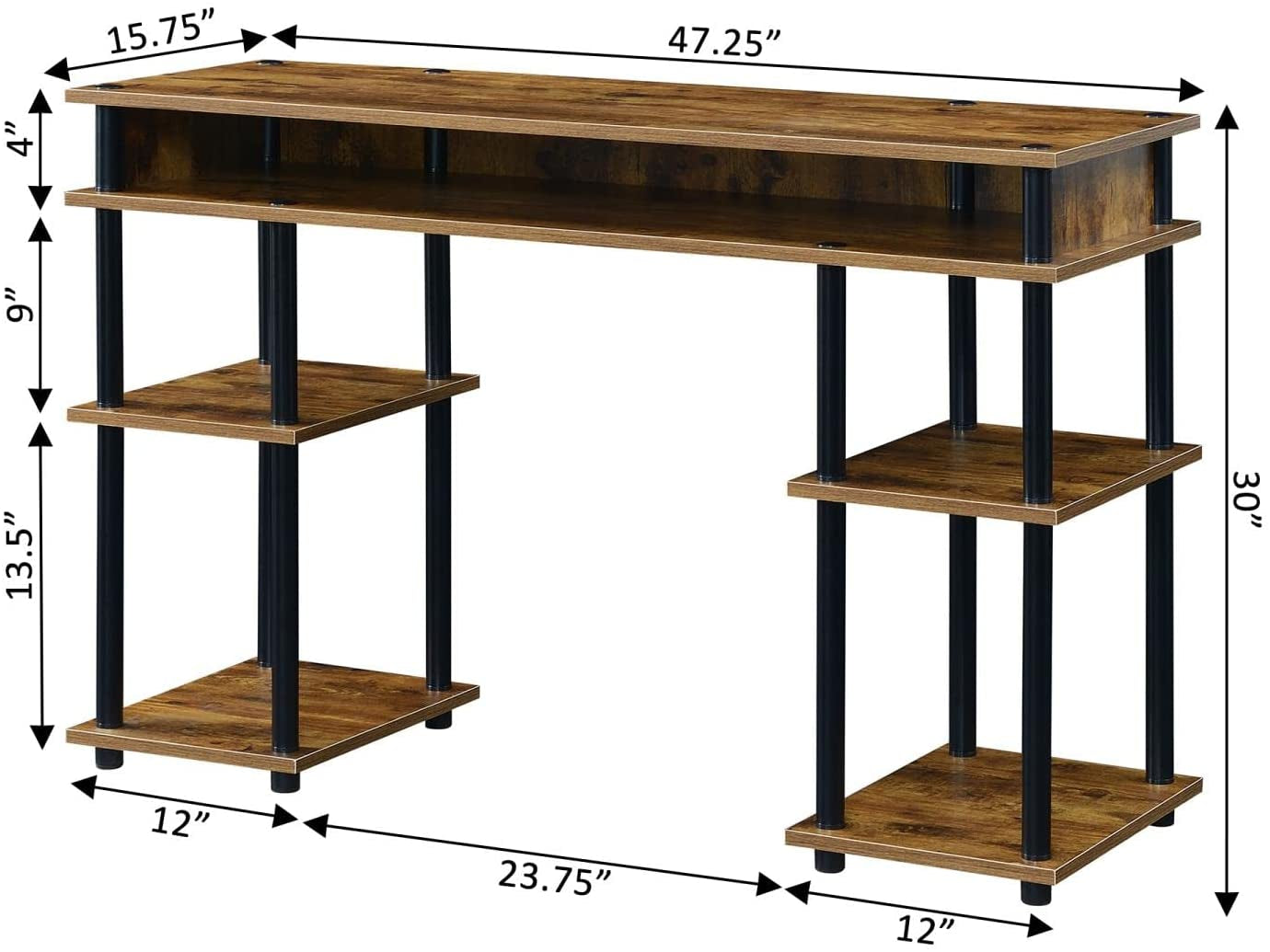 Barnwood Student Desk with Shelves