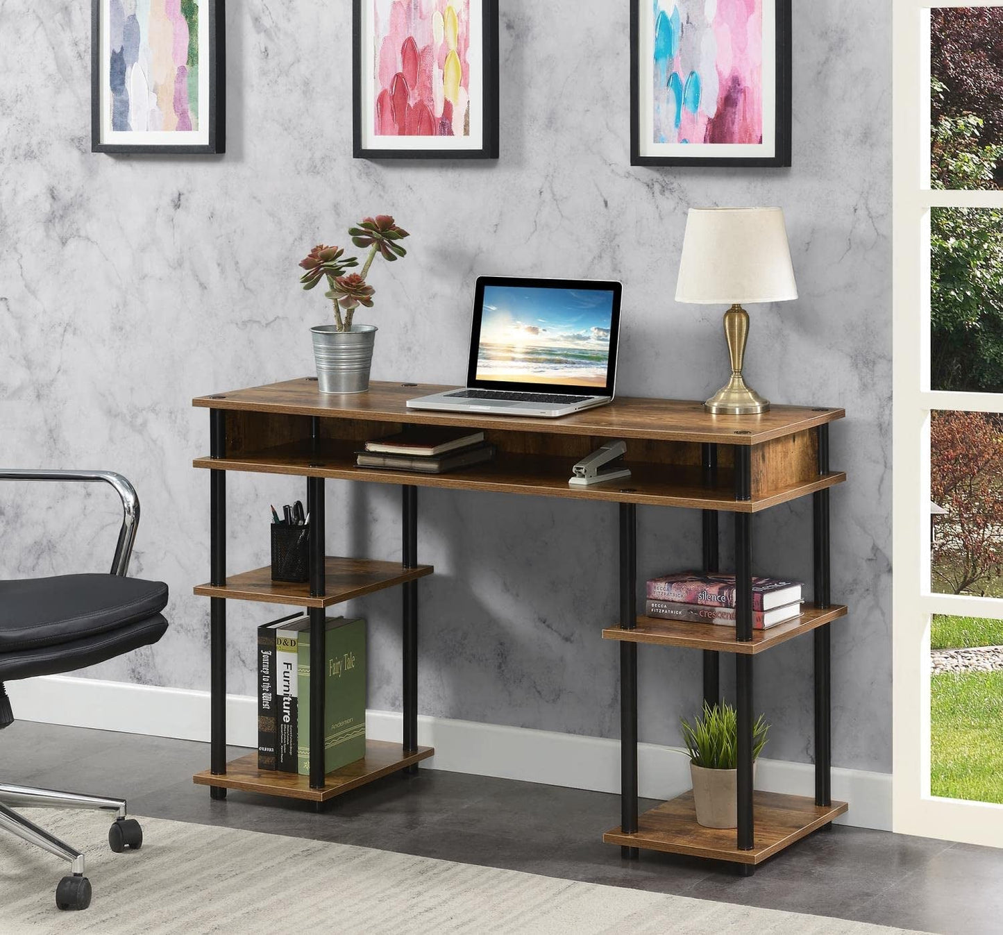 Barnwood Student Desk with Shelves