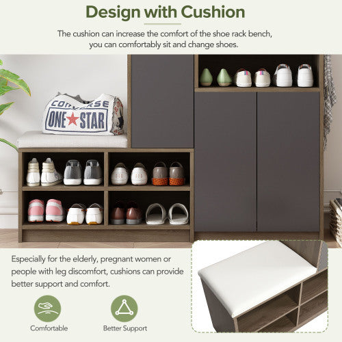 Luxury Style 2-in-1 Shoe Storage Bench And Shoe Cabinet