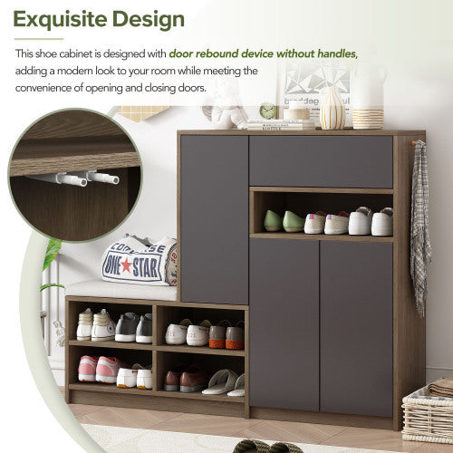 Luxury Style 2-in-1 Shoe Storage Bench And Shoe Cabinet