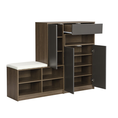 Luxury Style 2-in-1 Shoe Storage Bench And Shoe Cabinet