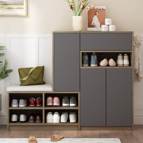 Luxury Style 2-in-1 Shoe Storage Bench And Shoe Cabinet