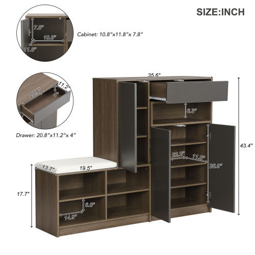 Luxury Style 2-in-1 Shoe Storage Bench And Shoe Cabinet