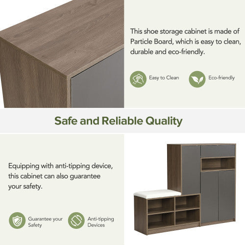 Luxury Style 2-in-1 Shoe Storage Bench And Shoe Cabinet