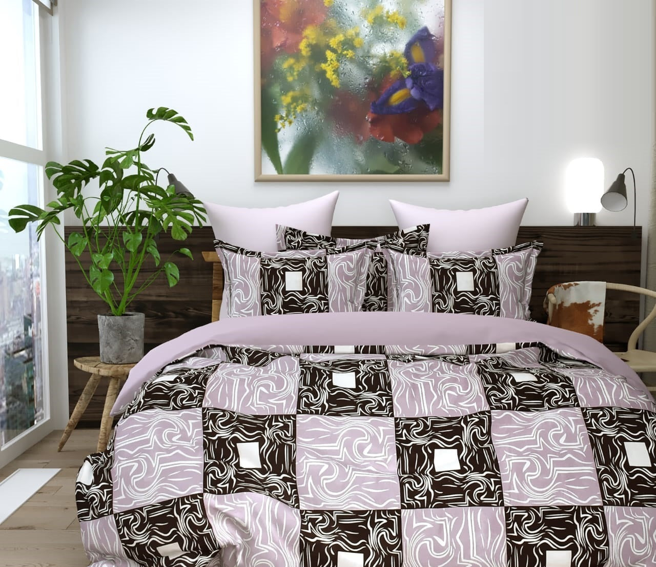 Cotton Bedsheet Set for All Seasons - Lilac
