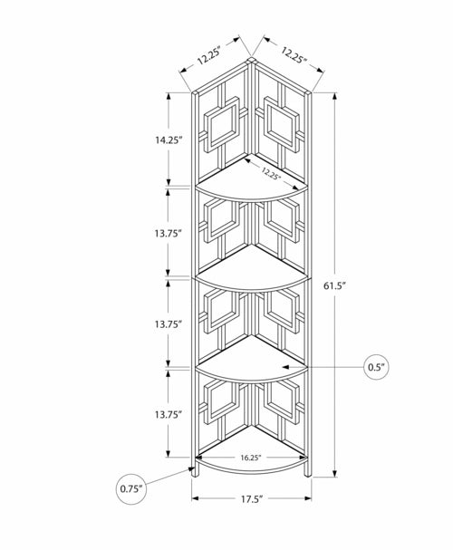 Metal Cornered Bookcase with 4 shelves