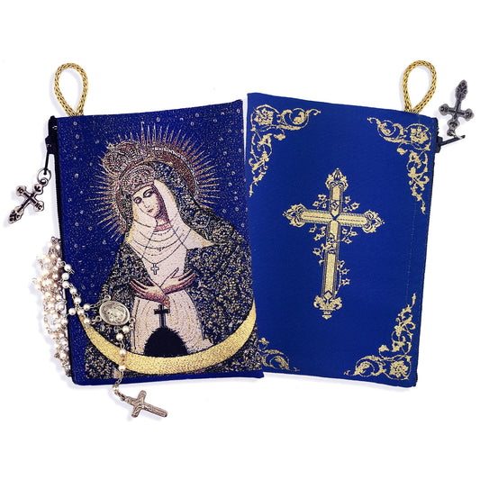 Our Lady Of Ostrabrama Mother of Mercy Tapestry Rosary Icon Pouch